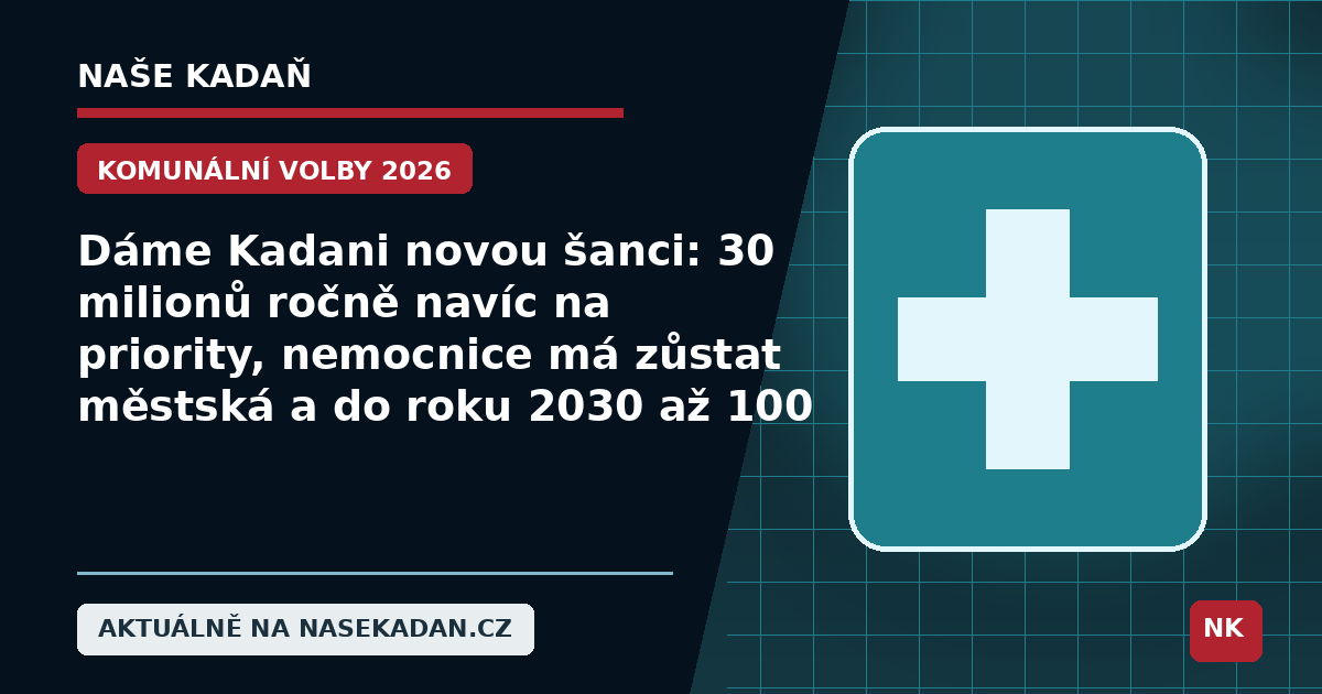 Redakční grafika Naše Kadaň k článku Dáme Kadani novou šanci: 30 milionů ročně navíc na priority, nemocnice má zůstat městská a do roku 2030 až 100 bytů