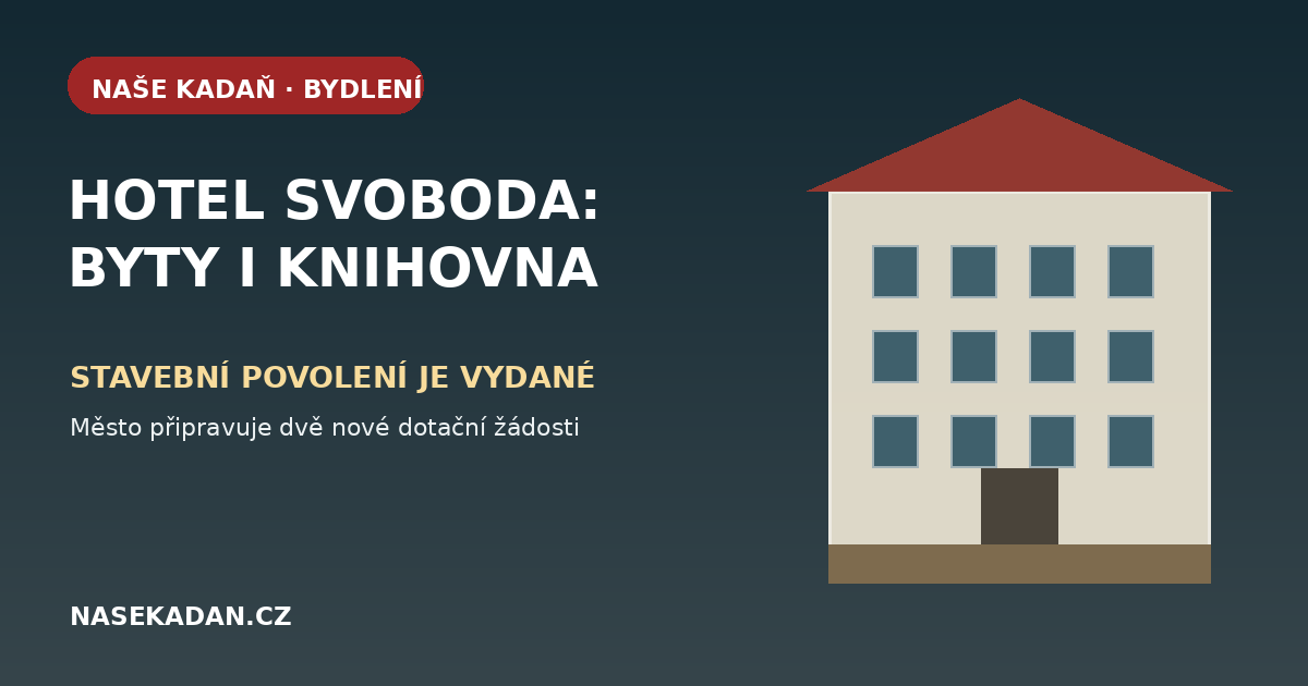Redakční grafika k připravovaným bytům a knihovně v bývalém hotelu Svoboda v Kadani