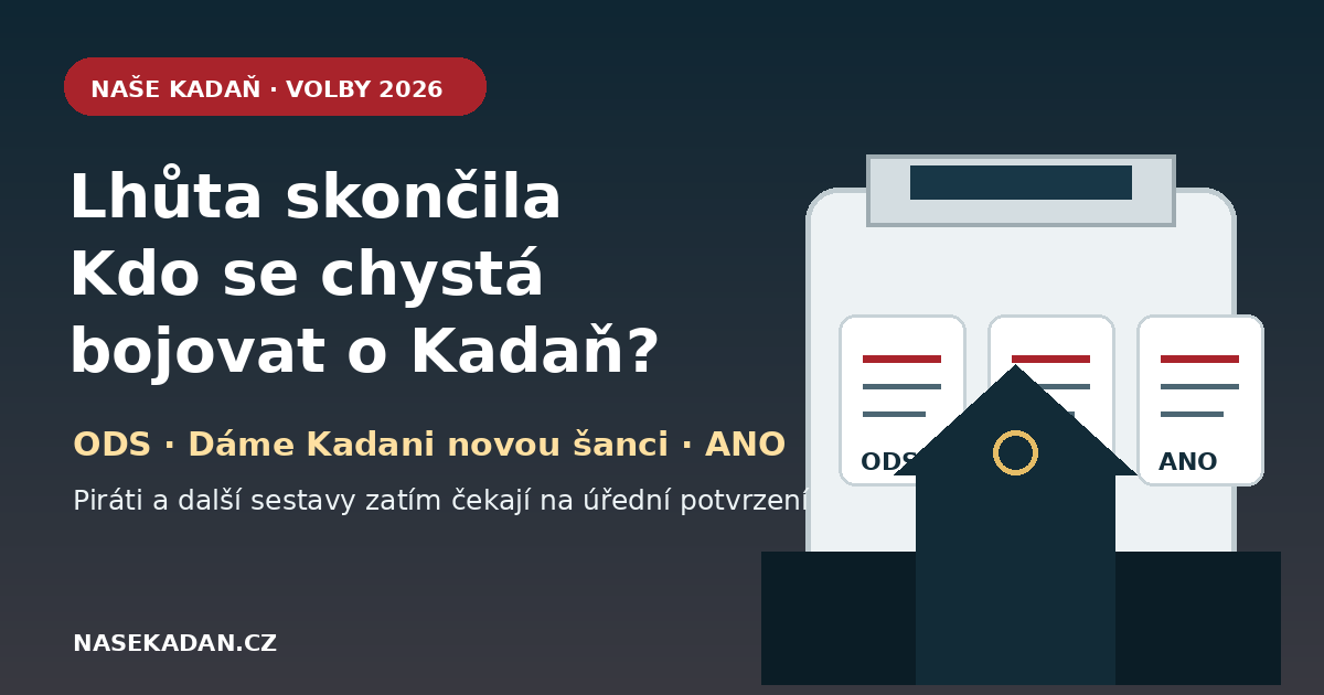Redakční grafika ke komunálním volbám v Kadani 2026