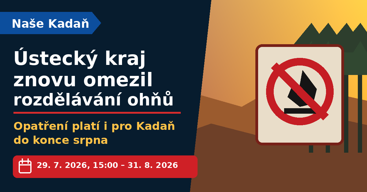Grafika upozorňující na omezení rozdělávání ohně v Ústeckém kraji