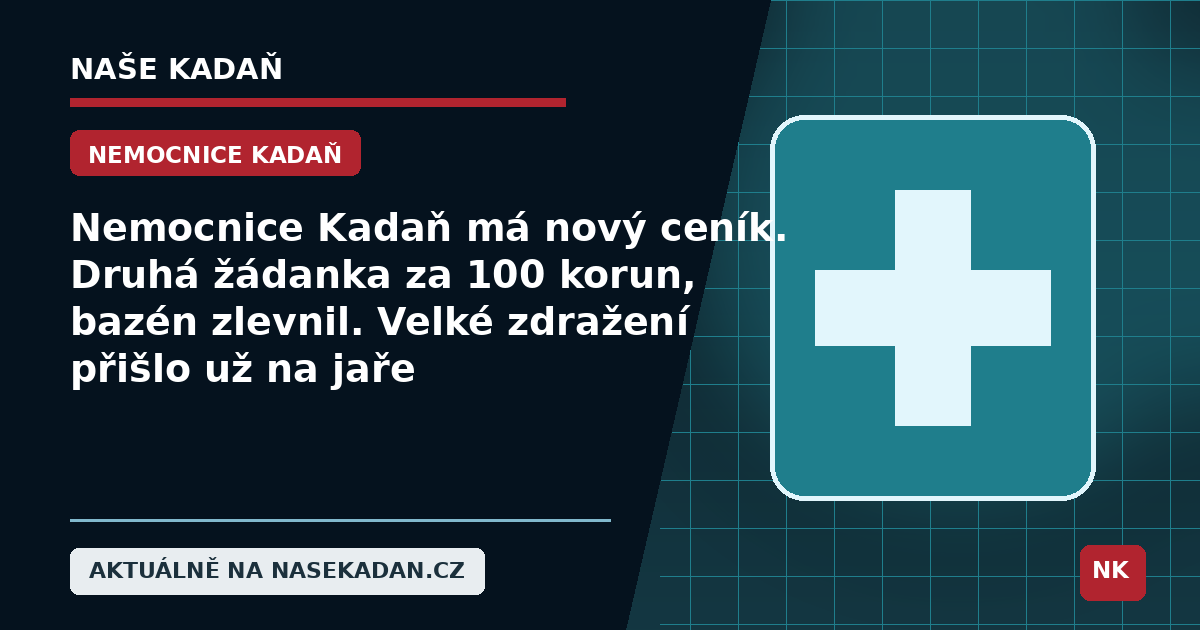 Redakční grafika Naše Kadaň k článku Nemocnice Kadaň má nový ceník. Druhá žádanka za 100 korun, bazén zlevnil. Velké zdražení přišlo už na jaře