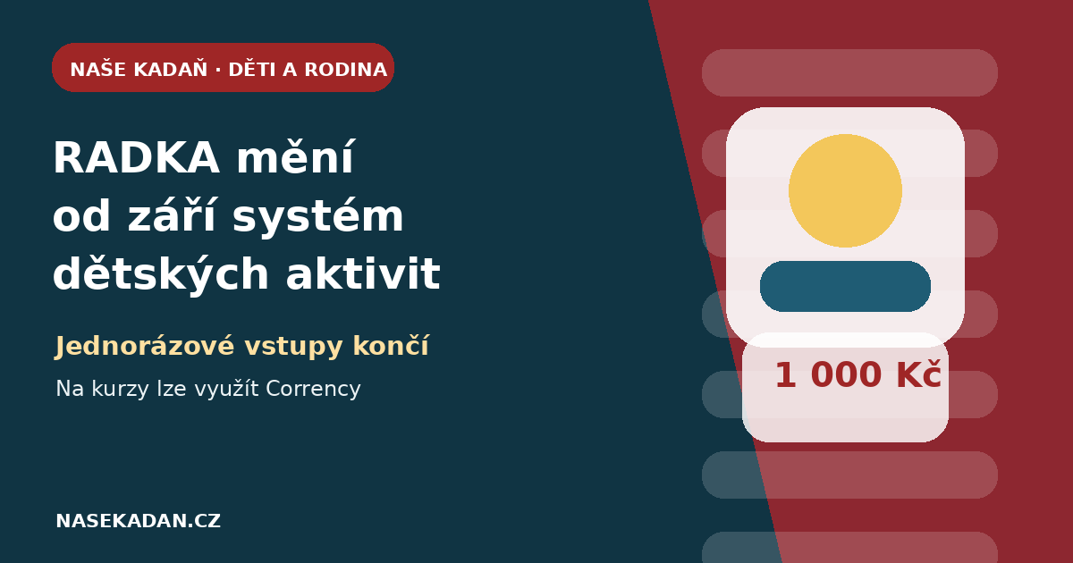 Redakční grafika Naší Kadaně k novému systému kurzů RADKA a příspěvku Corrency